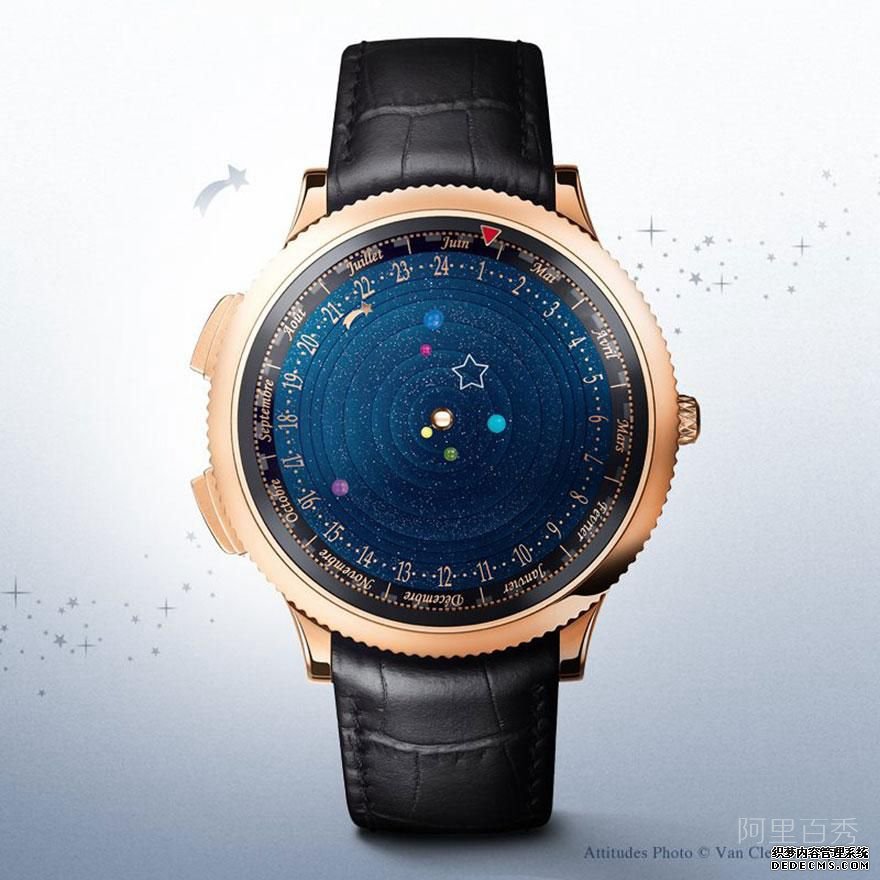 天文钟表在手腕上准确地显示出太阳系的运动